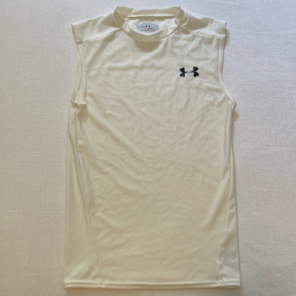 Under Armour White Sleeveless HeatGear Tank Top Medium